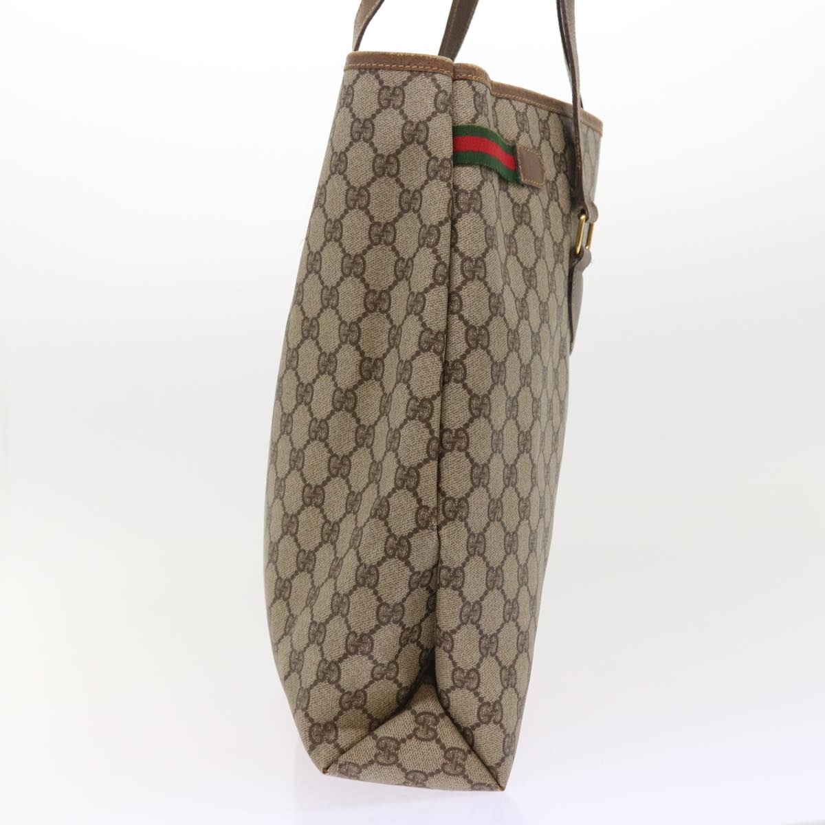 Luxury Gucci GG Canvas Tote Bag PVC Leather Beige ar10314