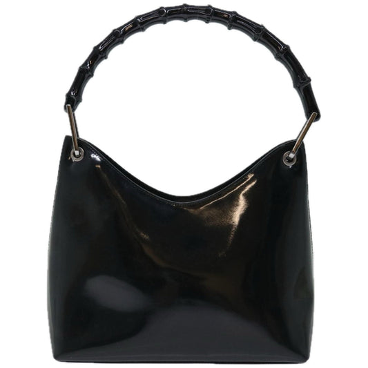 GUCCI Bamboo Shoulder Bag Patent leather Black 001 1998 3008 ar11412