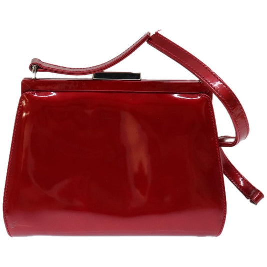 GUCCI Gamaguchi Shoulder Bag Patent leather Red ar11424