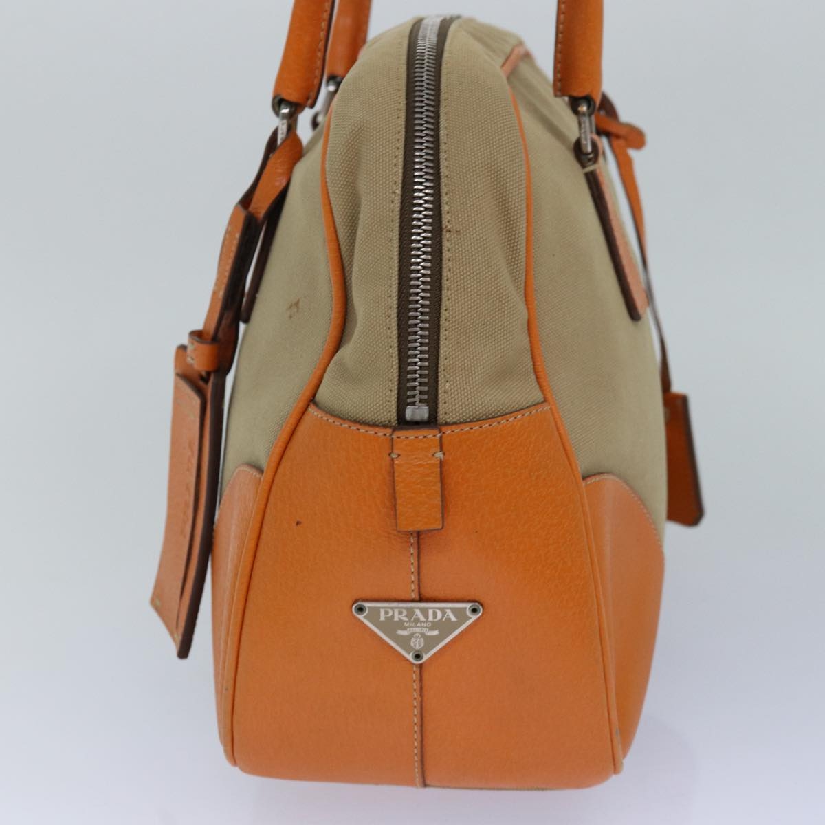 Luxury Prada Hand Bag Canvas Beige Orange ar12262