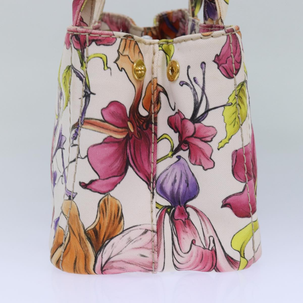 Luxury Prada Flower Pattern Canapa PM Hand Bag Canvas 2way Multicolor ar12288