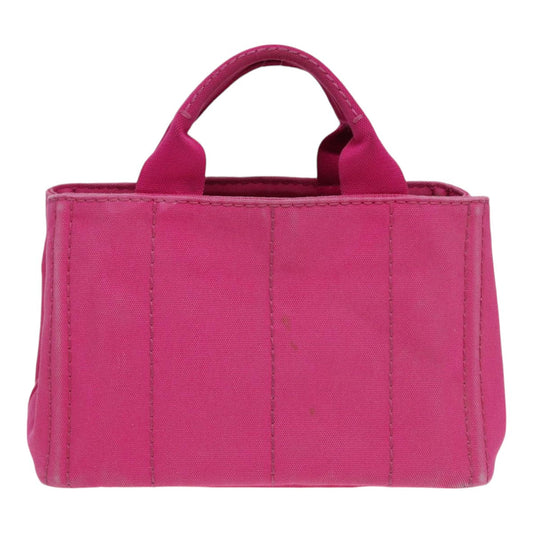 Luxury Prada Canapa PM Hand Bag Canvas 2way Pink Gold ar12364