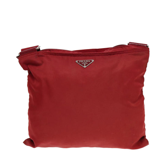 Luxury Prada Shoulder Bag Nylon Red Silver ar12465