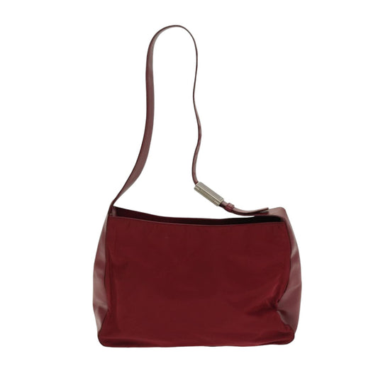 Luxury Prada Shoulder Bag Nylon Leather Red Silver ar12466