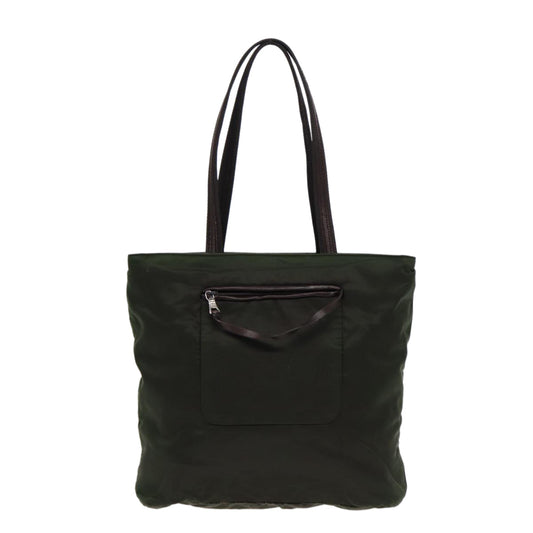 Luxury Prada Tote Bag Nylon Khaki Silver ar12493