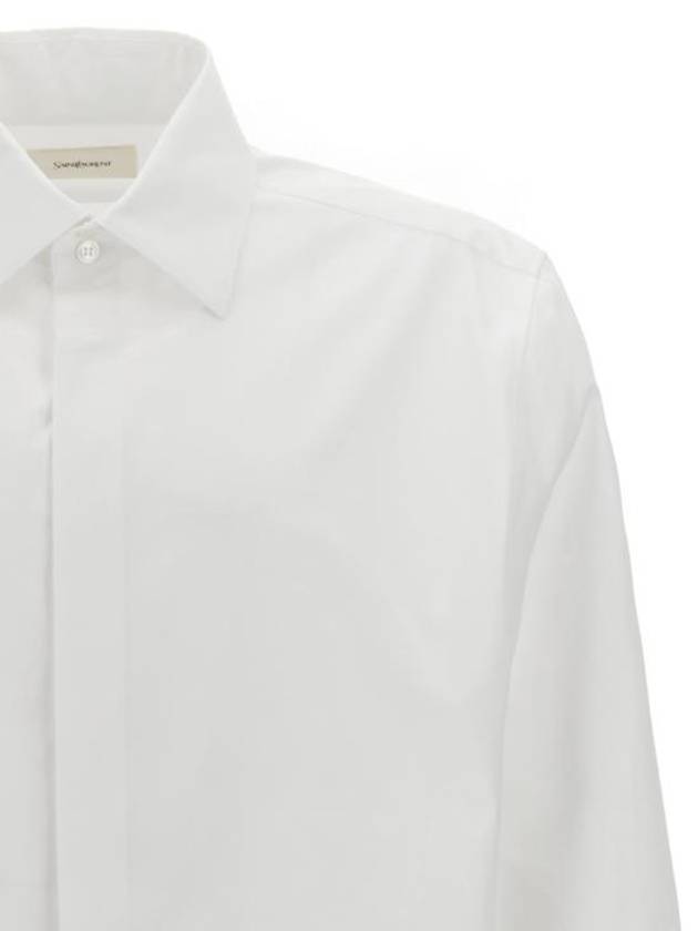 Luxury Saint Laurent Cassandre Long Sleeve Shirt White