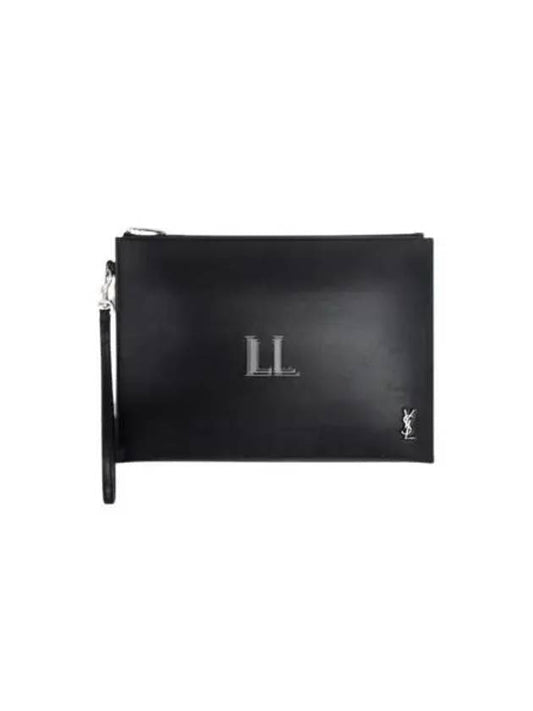 Luxury Saint Laurent Tiny Monogram Silver Clutch Bag Black