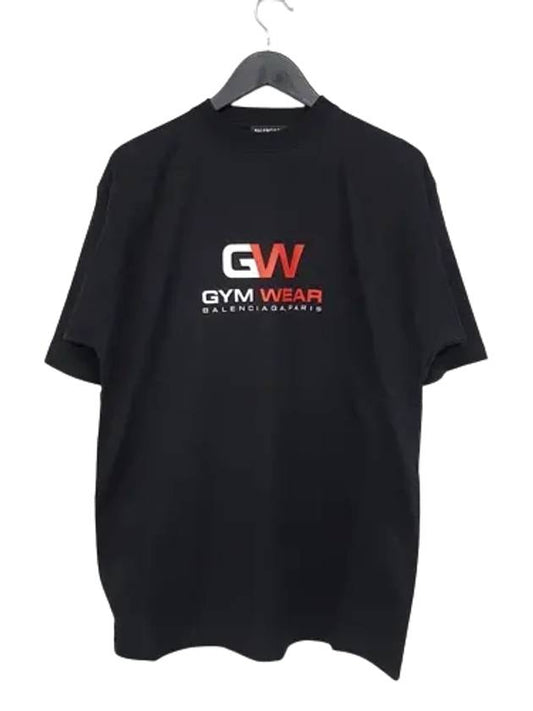 Luxury Balenciaga Gym Wear Logo Print Short Sleeve T-Shirt Black