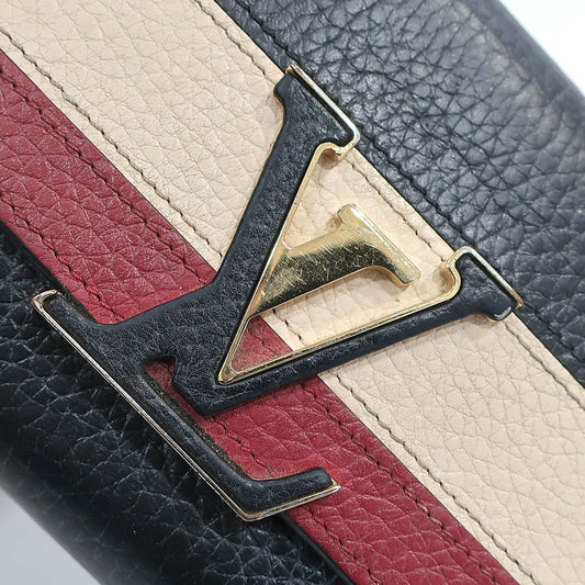 Louis Vuitton Long Wallet Portefolio Capsine M62133 Leather LV Logo Black Red Beige G Women Preservation Bag Box