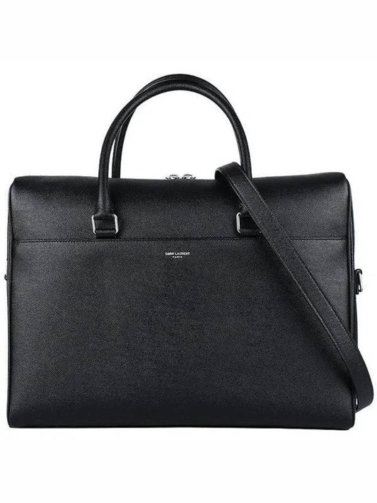 Luxury Saint Laurent Logo Leather Brief Case Black