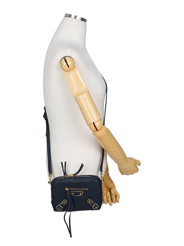 Luxury Balenciaga Metal Reporter Mini Cross Bag Navy
