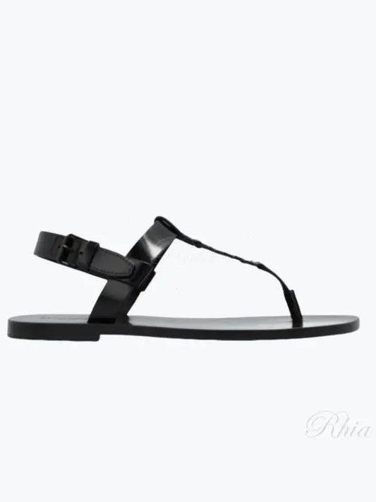 Luxury Saint Laurent Cassandre Flip Flops Black