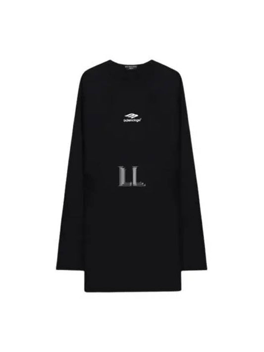 Luxury Balenciaga Icon Flat Long Sleeve T-Shirt Black