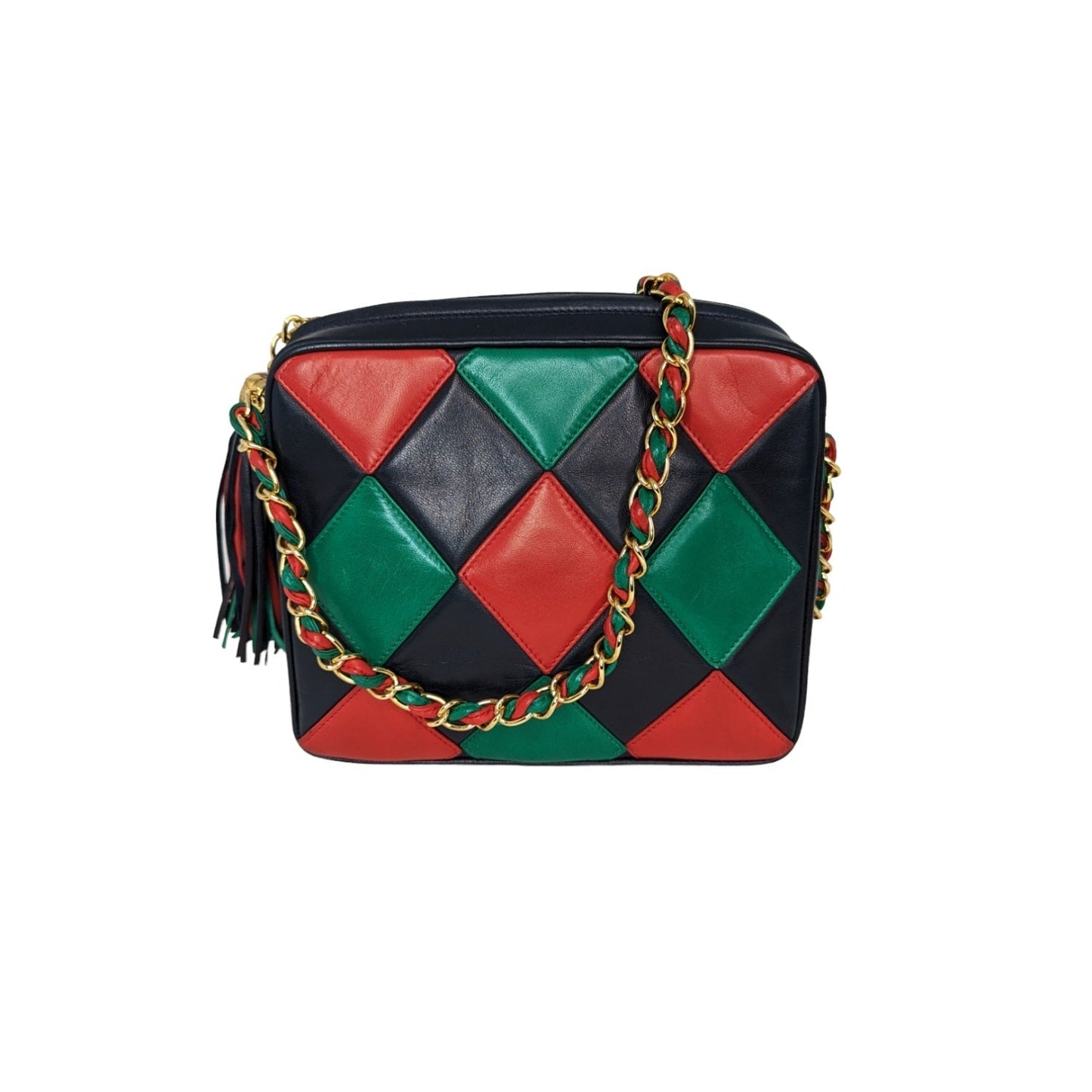 Luxury Chanel Vintage Harlequin Tassel Camera Shoulder Bag