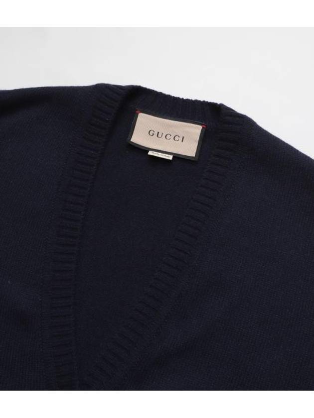 Luxury Gucci Trending 2025 Women's Chain Embellished Cashmere Cardigan Blue