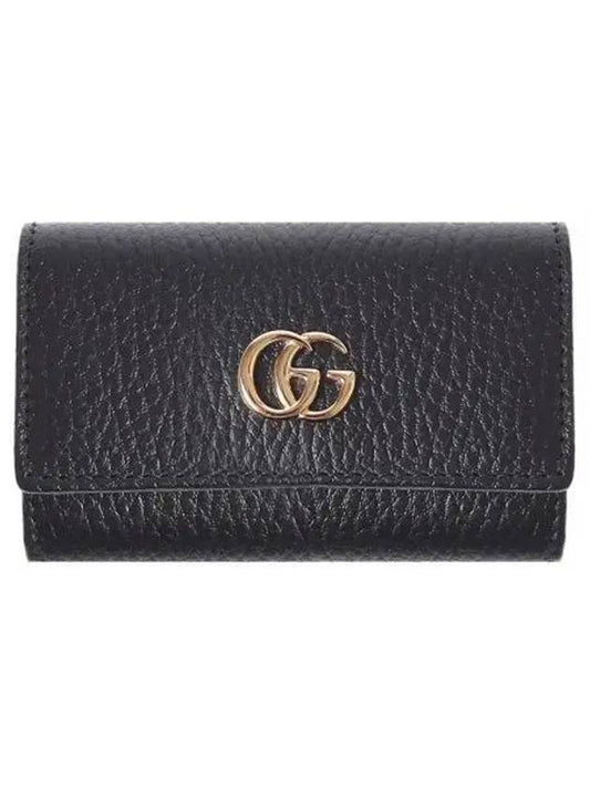 Luxury Gucci Trending 2025 GG Marmont Leather Key Holder Black