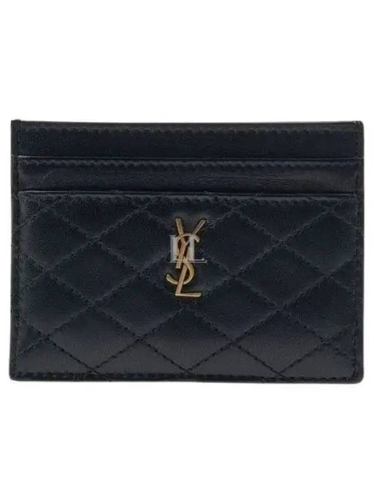 Luxury Saint Laurent Gabi Quilted Lambskin Card Wallet Black