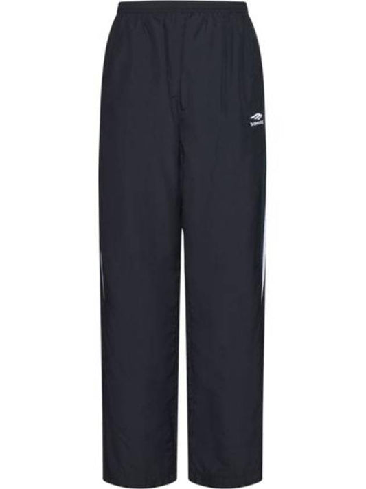 Luxury Balenciaga Embroidered Logo Nylon Track Pants Black