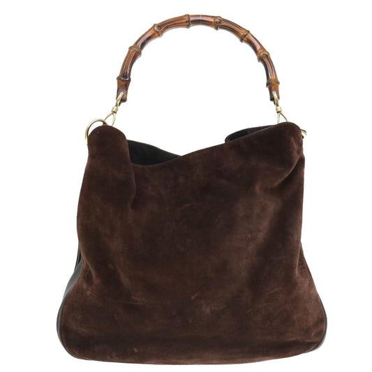GUCCI Bamboo Shoulder Bag Suede 2way Brown bs10661