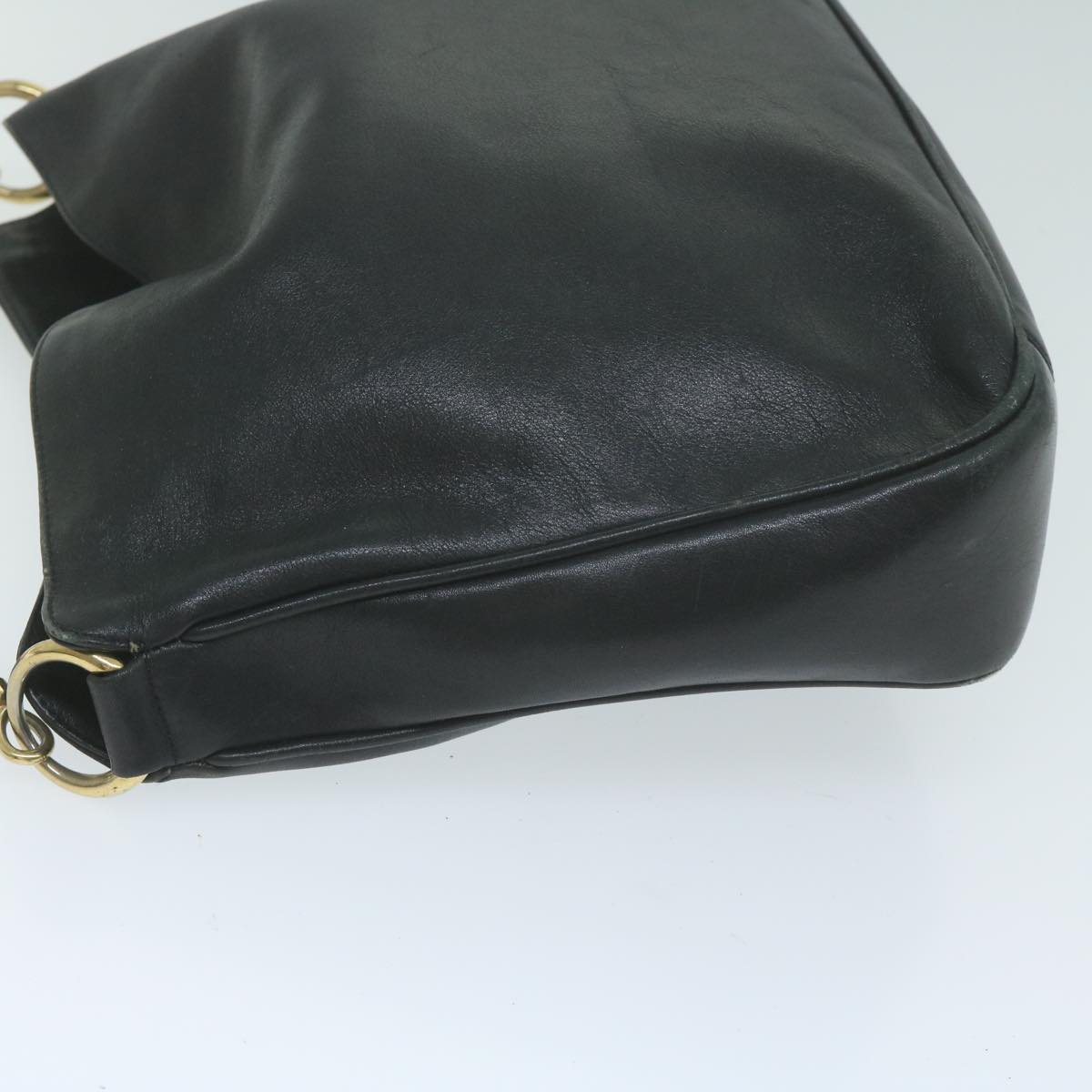 GUCCI Bamboo Shoulder Bag Leather 2way Black 001 2123 1638 bs11467
