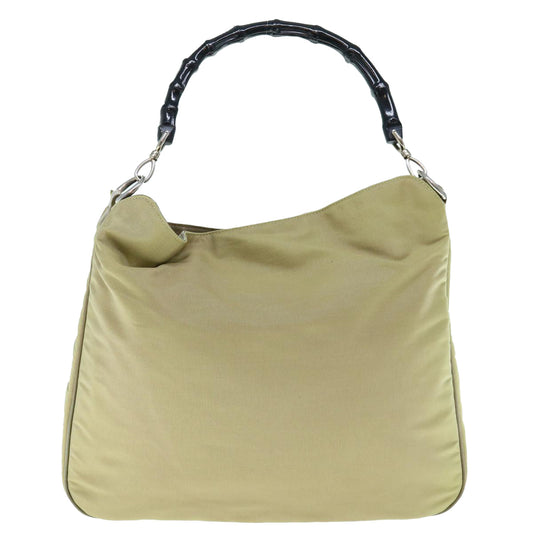 GUCCI Bamboo Hand Bag Nylon Beige 001 1577 bs11539