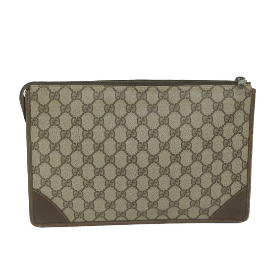 GUCCI GG Supreme Clutch Bag PVC Leather Beige 97 01 029 bs11626