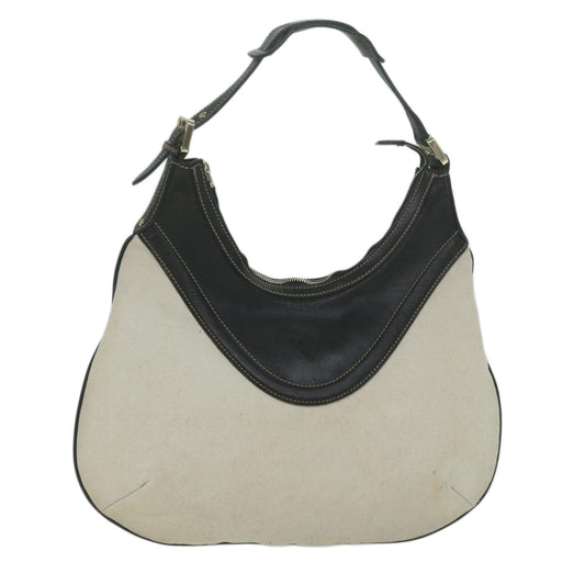 GUCCI Shoulder Bag Canvas Beige Black bs11705