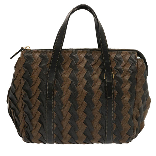 Luxury FendiPecan Canvas Hand Bag Brown Blackbs13516