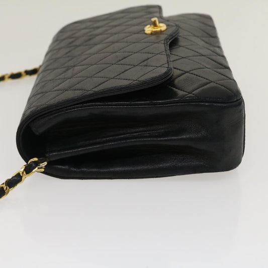 CHANEL Matelasse Chain Flap Shoulder Bag Lamb Skin Black CC bs1447A