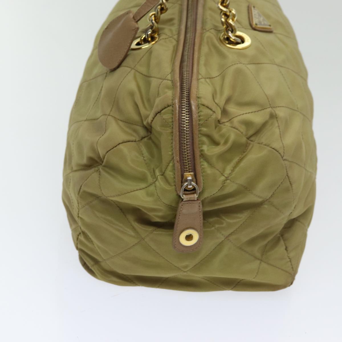 Luxury Prada Chain Hand Bag Nylon Beige Gold bs16747