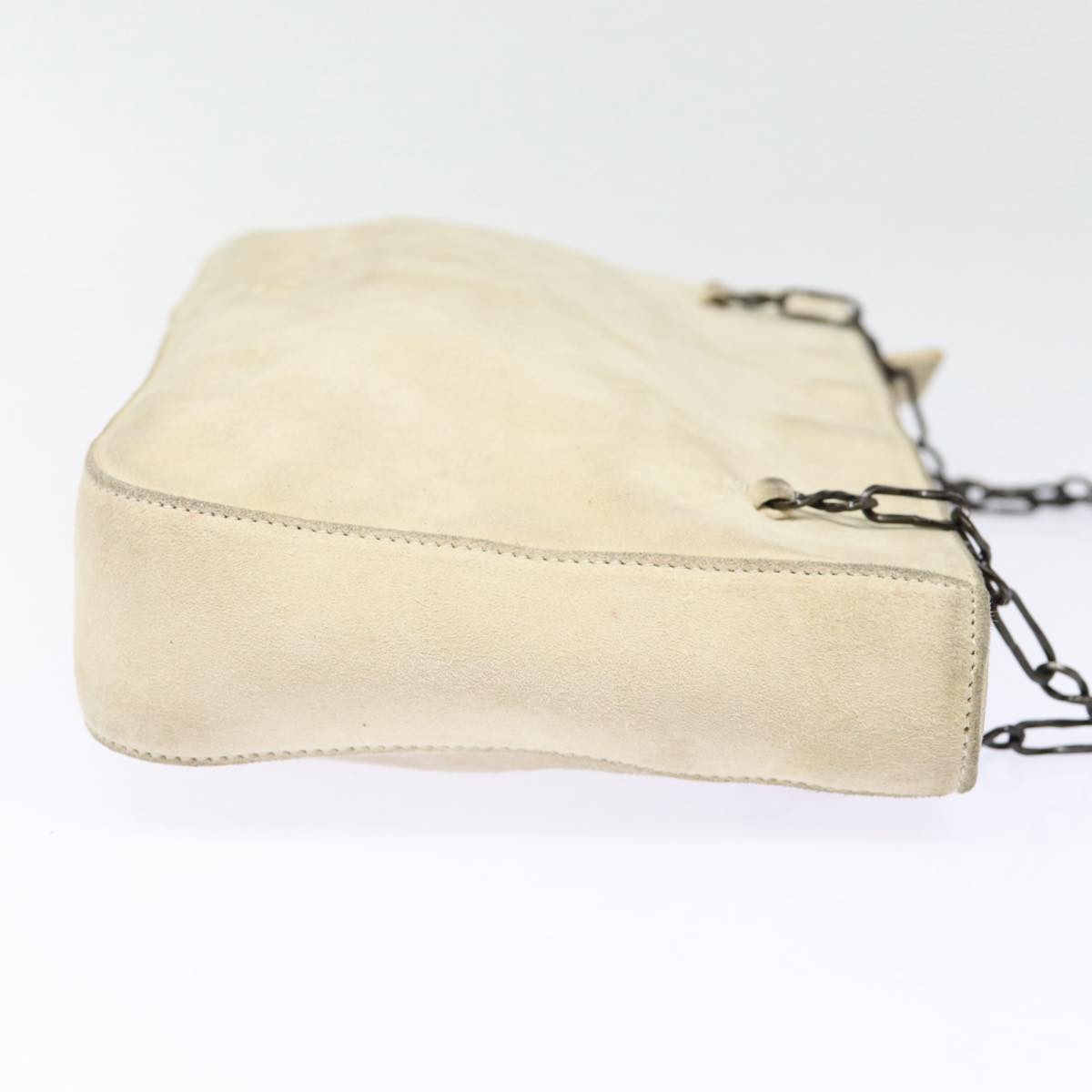 Luxury Prada Chain Shoulder Bag Suede Beige Silver bs17129