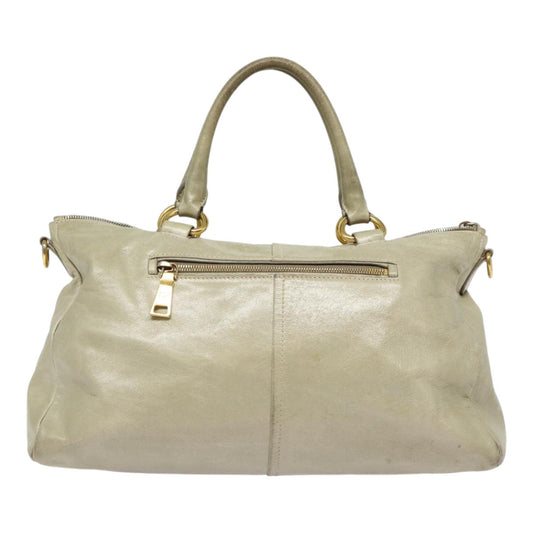 Luxury Prada Hand Bag Leather 2way Gray Gold bs17213