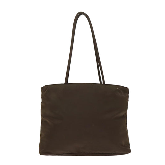 Luxury Prada Tote Bag Nylon Brown Silver bs17233