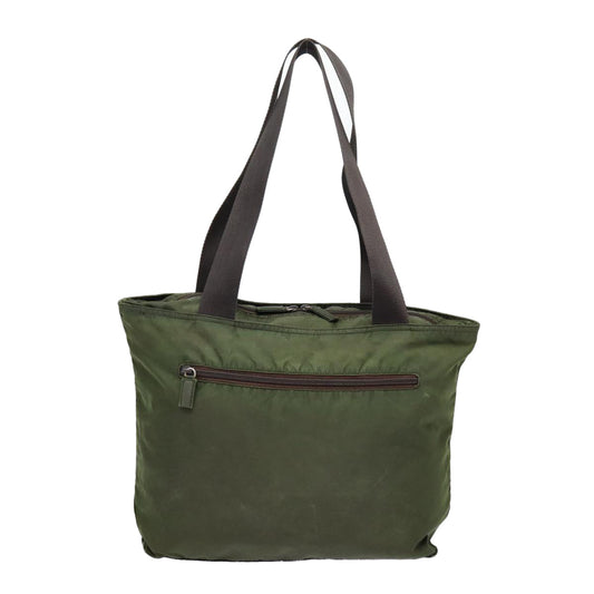 Luxury Prada Tote Bag Nylon Khaki Silver bs17498