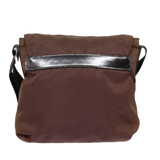 Luxury Prada Shoulder Bag Nylon Brown Silver bs17504