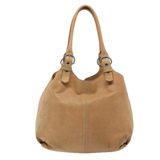 Luxury Prada Shoulder Bag Leather Beige Silver bs17568