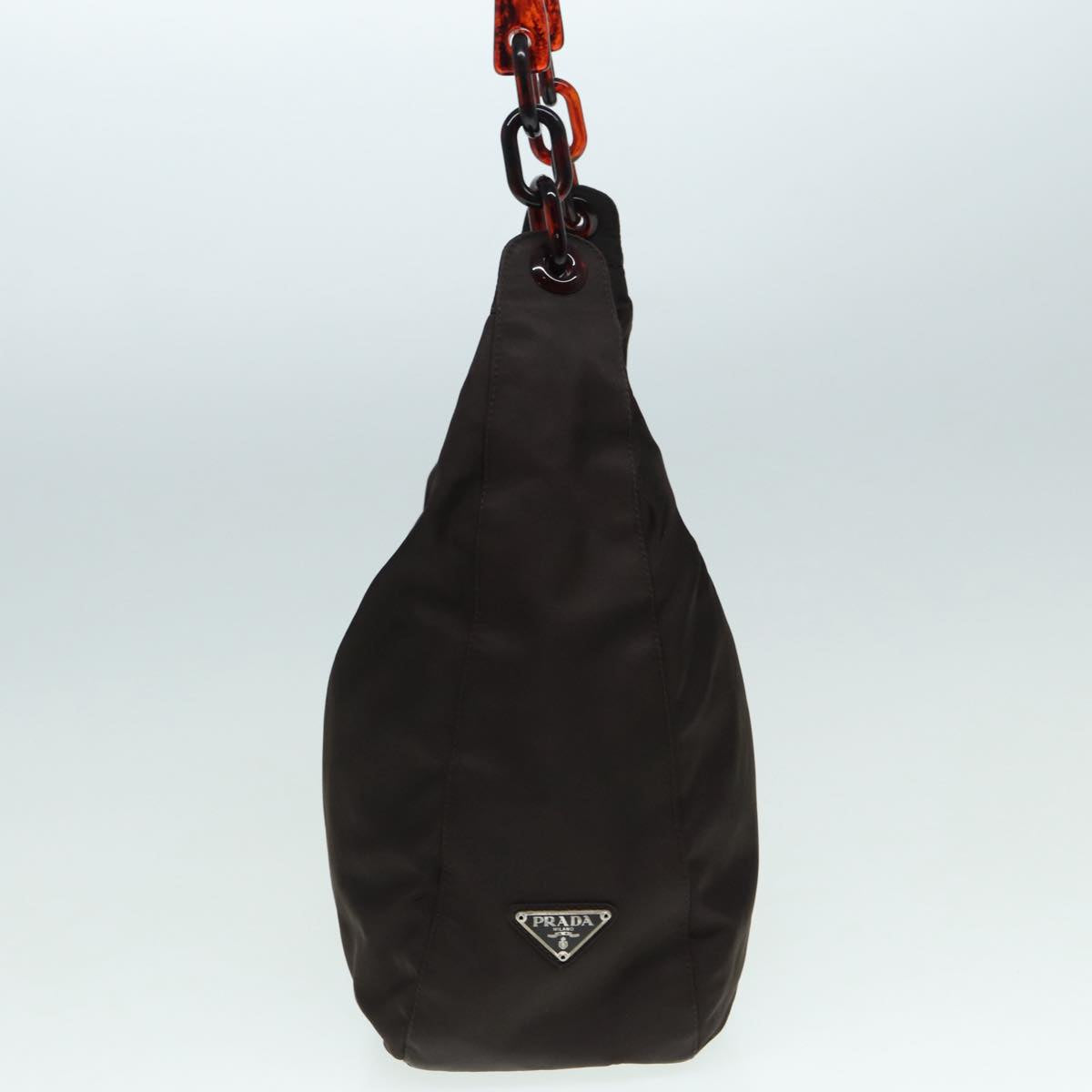 Luxury Prada Shoulder Bag Nylon Brown Silver bs17776