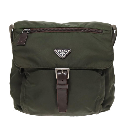 Luxury Prada Shoulder Bag Nylon Green Brown Silver bs18027