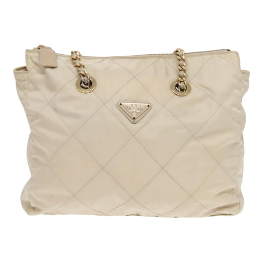 Luxury Prada Chain Shoulder Bag Nylon White Gold bs18038