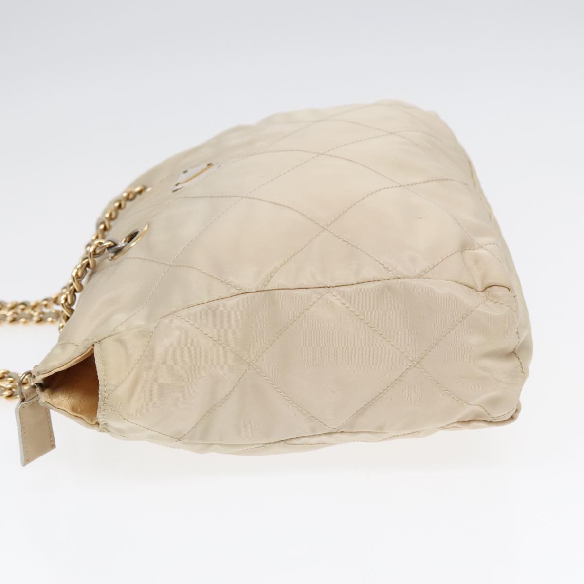 Luxury Prada Chain Shoulder Bag Nylon White Gold bs18038