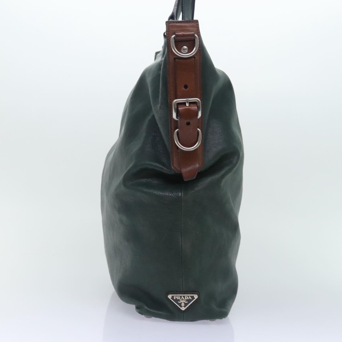 Luxury Prada Tote Bag Leather 2way Green bs18411