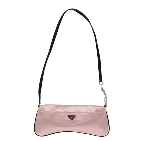 Luxury Prada Shoulder Bag Satin Pink Silver bs18508