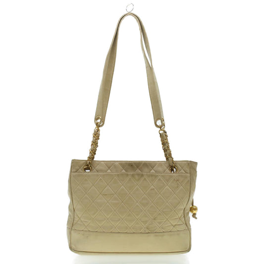 Luxury Chanel Matelasse Chain Shoulder Bag Lamb Skin Beige CC bs4338
