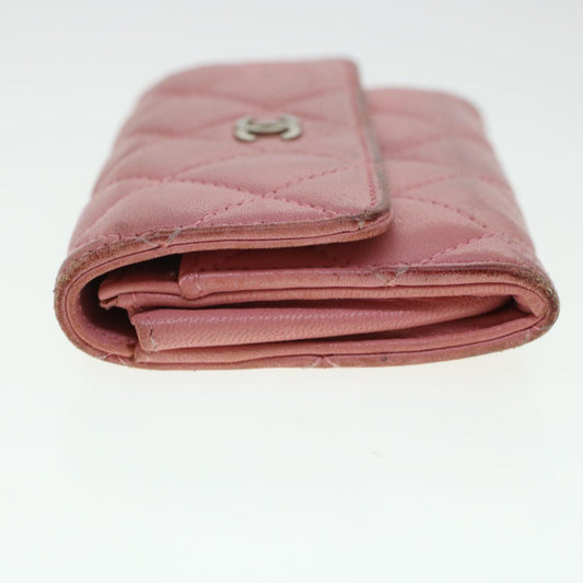 Luxury Chanel Matelasse Coin Purse Lamb Skin Pink CC bs5967