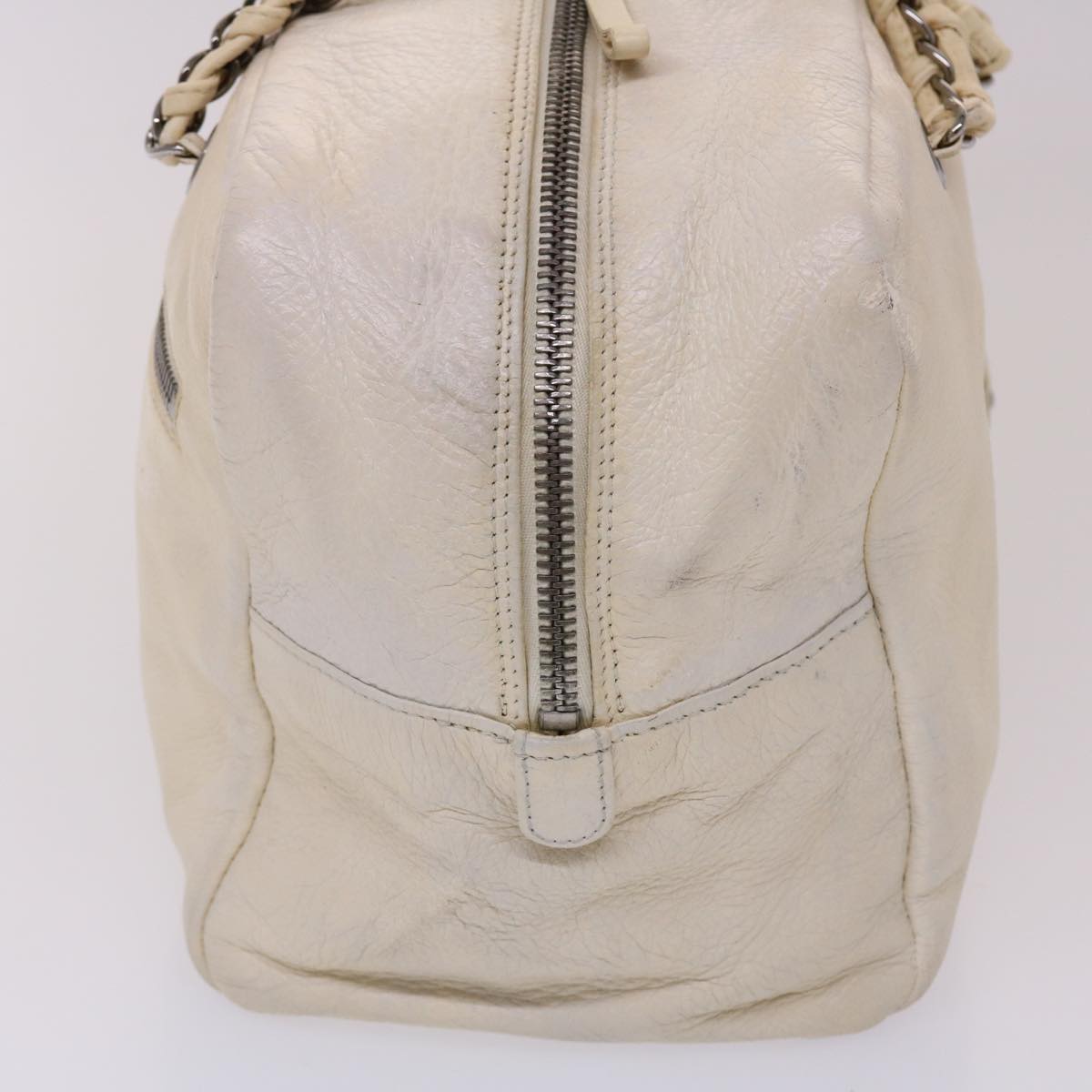 Luxury Chanel Chain Boston Bag Leather White CC bs6591