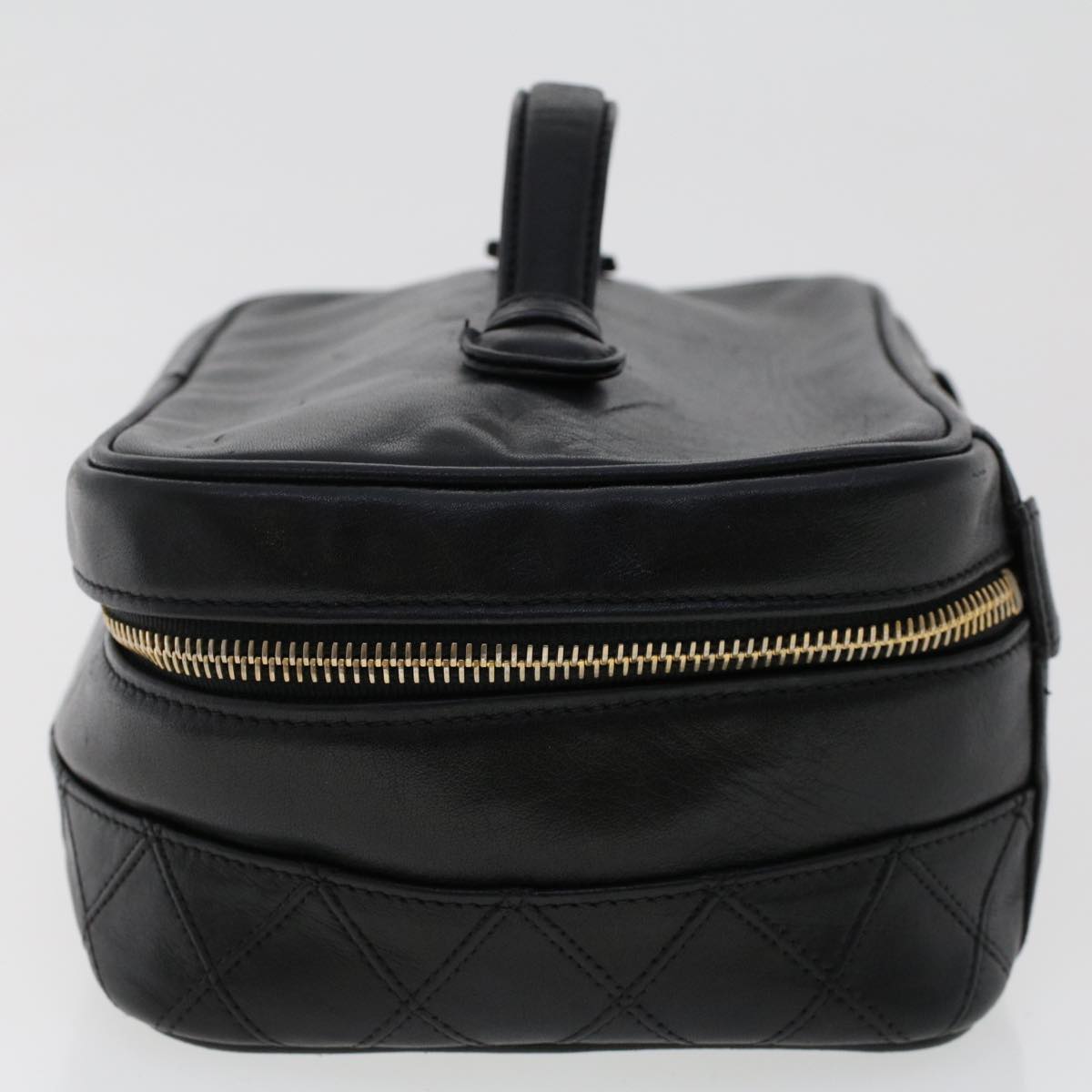 Luxury Chanel Bicolole Vanity Cosmetic Pouch Leather Black CC bs6921