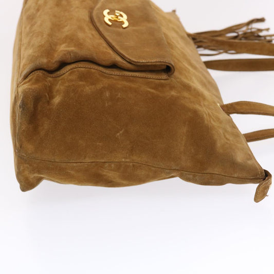 Luxury Chanel Shoulder Bag Suede Brown CC bs6930