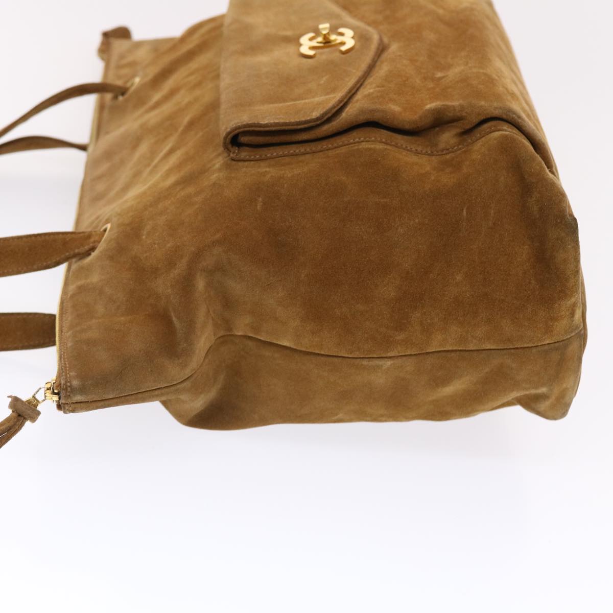 Luxury Chanel Shoulder Bag Suede Brown CC bs6930