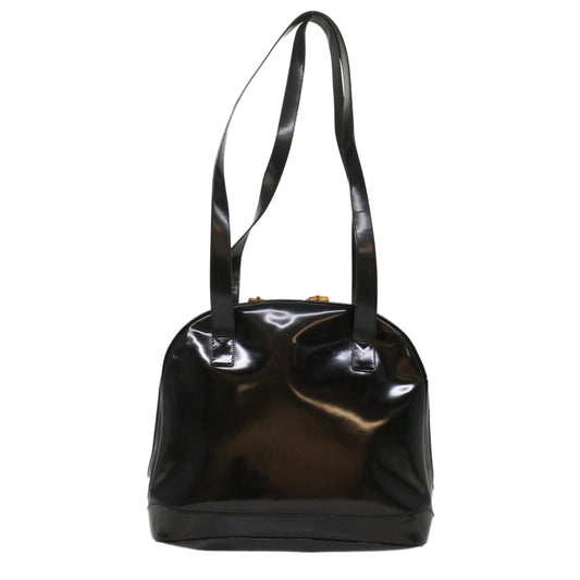 Luxury Gucci Bamboo Shoulder Bag Patent leather Black bs8138