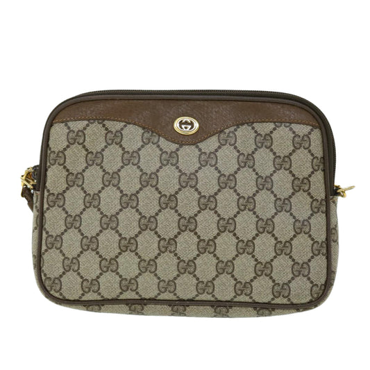 Luxury Gucci GG Canvas Shoulder Bag PVC Leather Beige bs8259